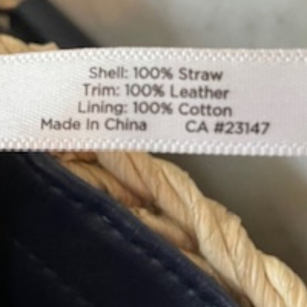 TALBOTS Straw Crossbody Bag Natural with Navy Leather Handles/Strap - Picture 9 of 16